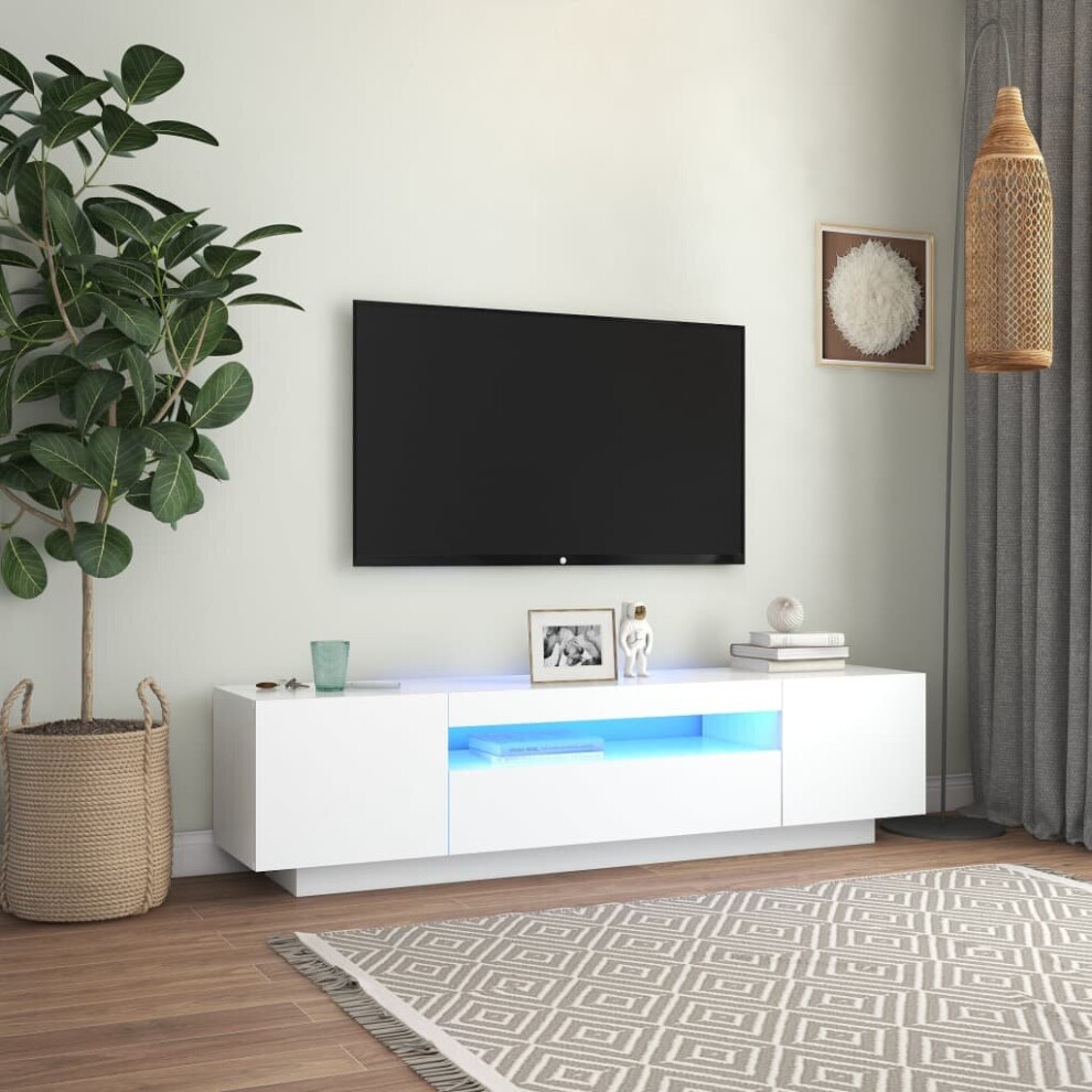 vidaXL TV Cabinet With LED Lights White 160x35x40 Cm Hifi Cabinet TV Unit