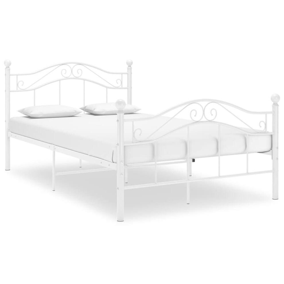 Vidaxl Bed Frame White Metal 120X200 Cm Home Bedroom Furniture Bed Base Unit