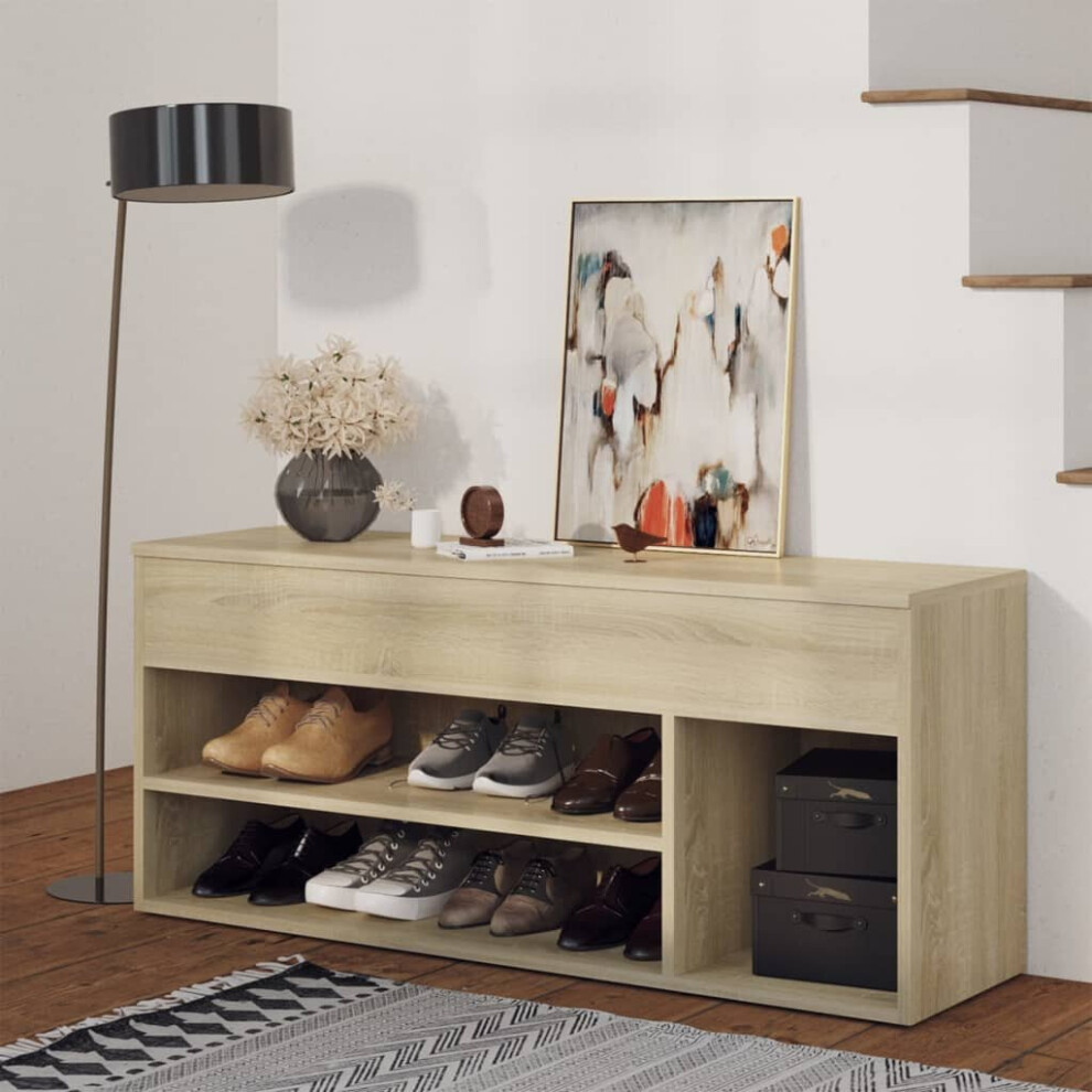 vidaXL Shoe Bench Sonoma Oak Engineered Wood Home Shoe Organiser Cabinet Bench