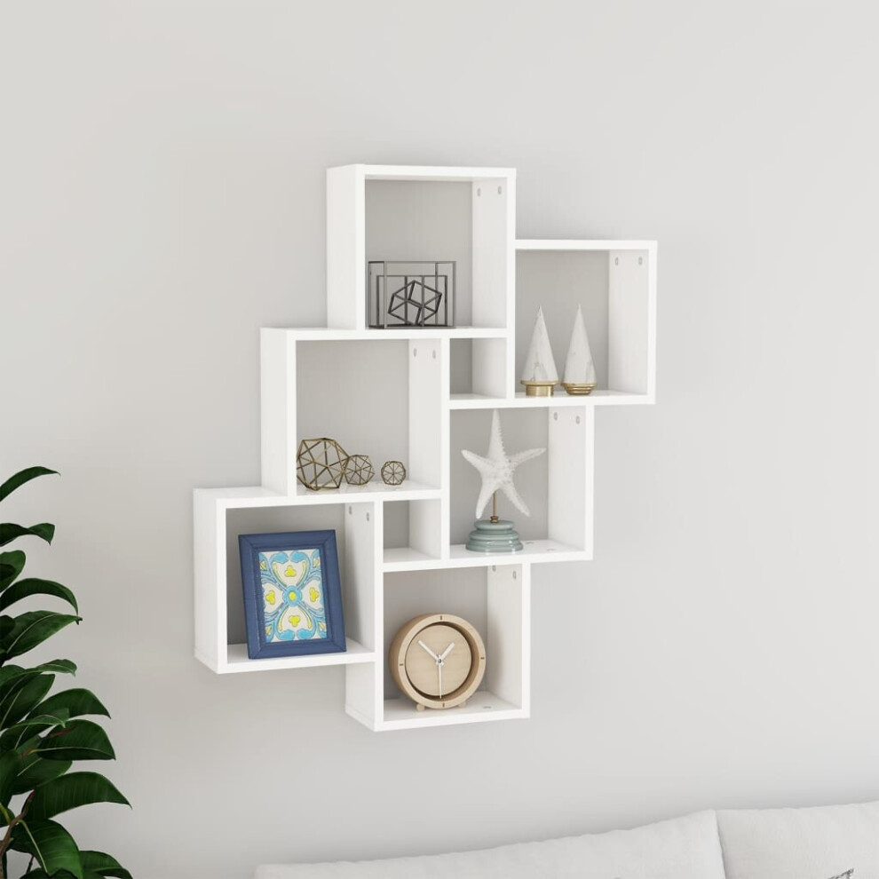 vidaXL Wall Cube Shelf White Chipboard Wall-Mounted Hanging Floating Shelf