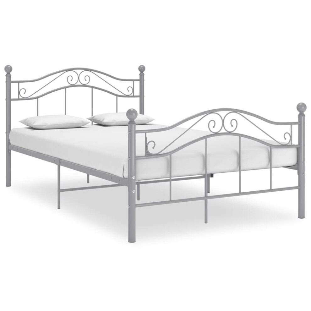 Vidaxl Bed Frame Grey Metal 120X200 Cm Home Bedroom Furniture Bed Base Unit