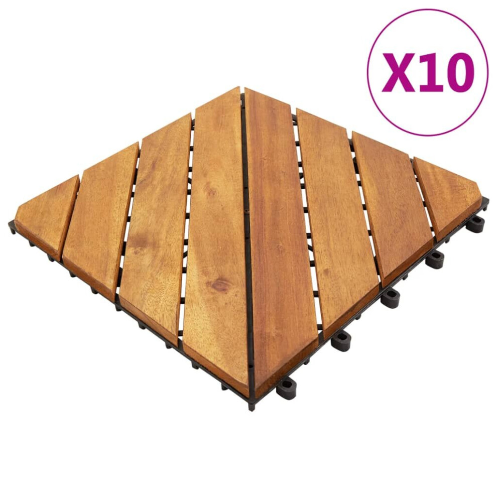 vidaXL 10x Solid Acacia Wood Decking Tiles 30x30 cm Wooden Decking Tile Set