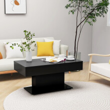 vidaXL Black Coffee Table 96x50x45 cm – Durable Chipboard Center/End/Side Accent Table (806832)