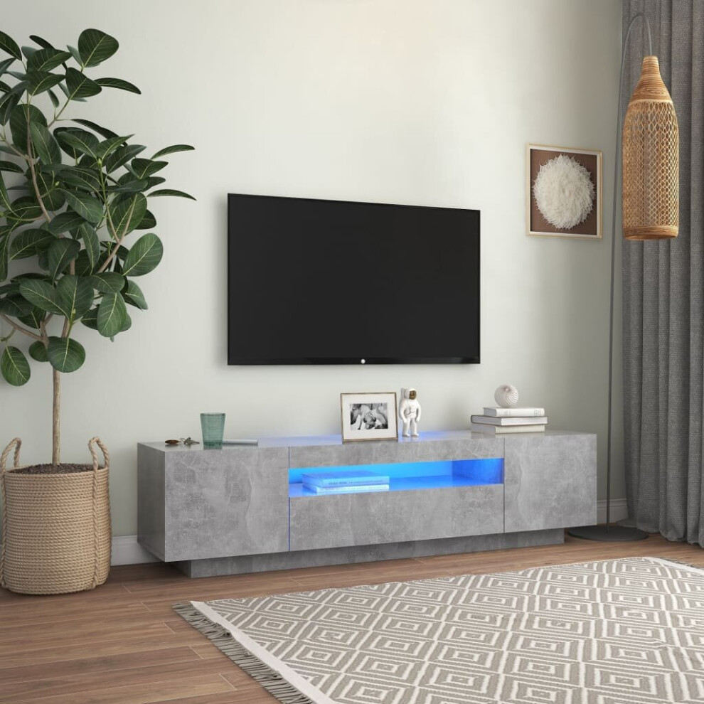 vidaXL TV Cabinet with LED Lights Concrete Grey 160x35x40 cm Hifi Cabinet