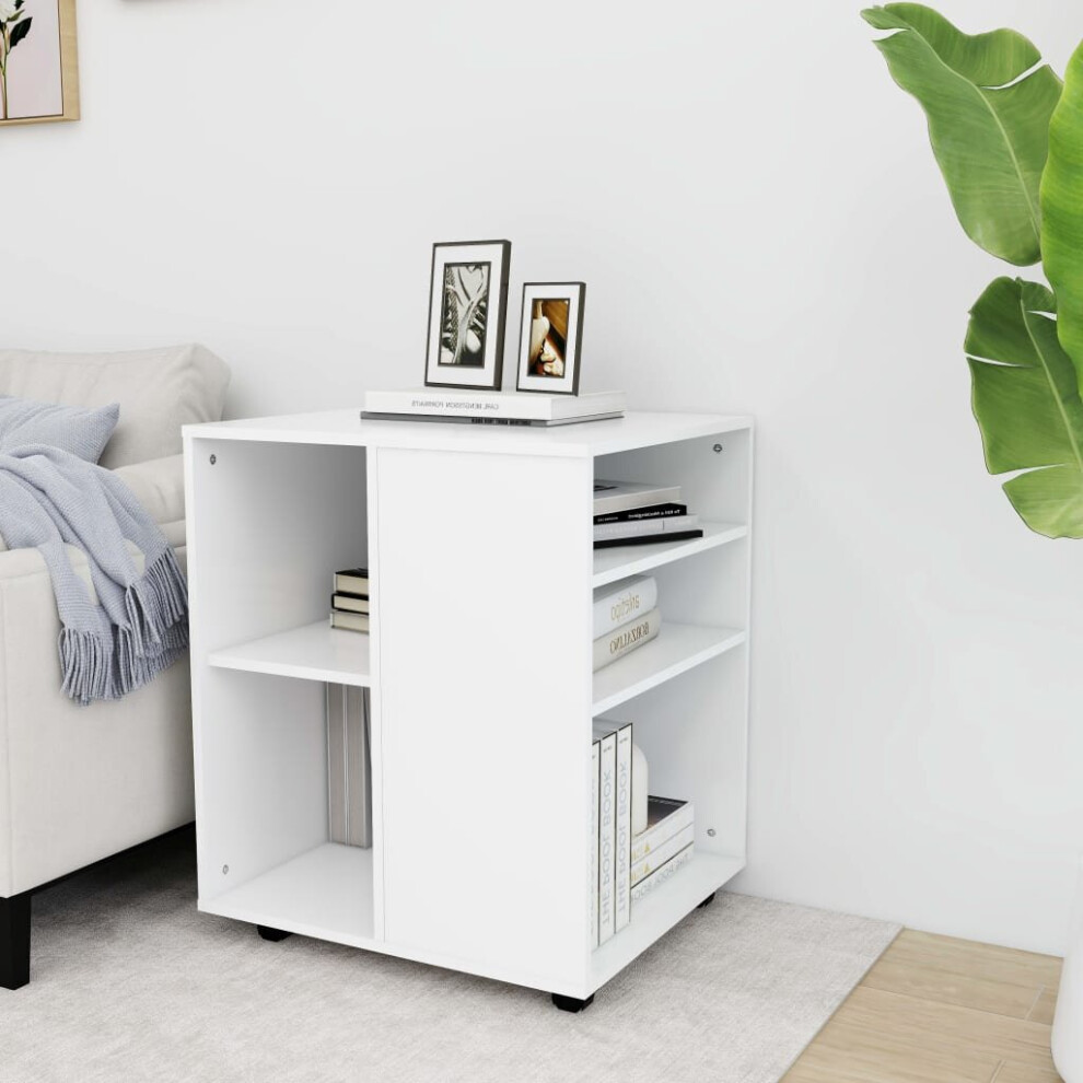 vidaXL Rolling Cabinet White Engineered Wood Drawer Rolling Office Cabinet