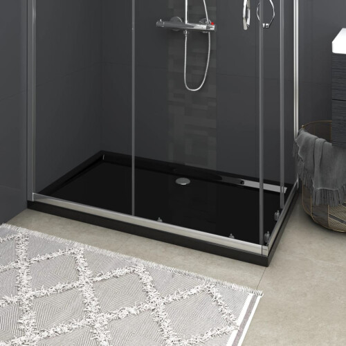 VidaXL vidaXL Shower Base Tray Bathroom Tray Low Threshold Shower Pan Slip-Resistant Easy to Clean & Assemble Reinforced ABS 27 6"""" x47 2 x1 6 Bl
