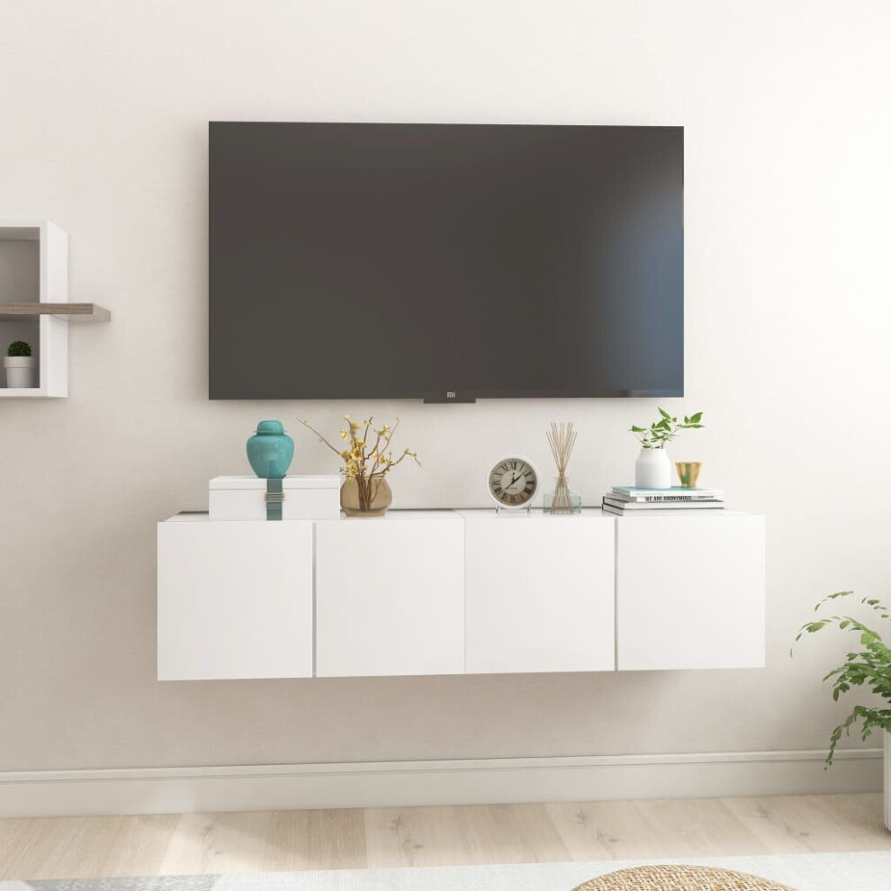 Vidaxl 2X Hanging Tv Cabinets White Entertainment Centre Tv Stand Wall Unit