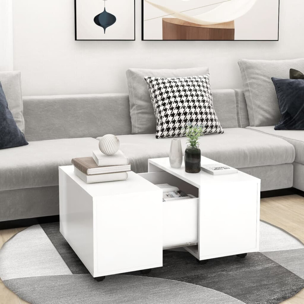 vidaXL Coffee Table White Engineered Wood Home Couch Side Center Accent Table-image-OPC-P8NWR68-NEW