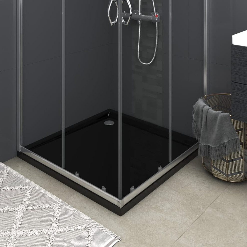 vidaXL Square ABS Shower Base Tray Black Bathroom Plumbing Shower Parts Set