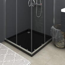 vidaXL Square ABS Shower Base Tray Black Bathroom Plumbing Shower Parts Set