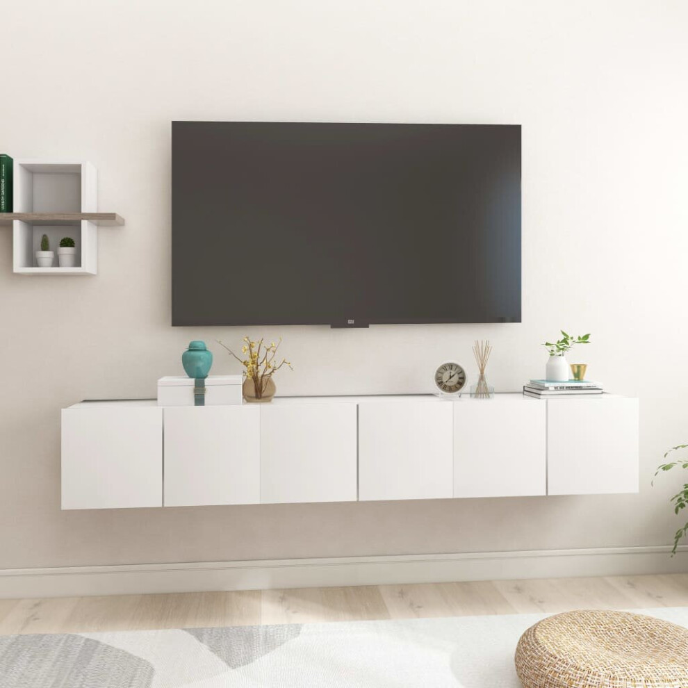 Vidaxl 3X Hanging Tv Cabinets White Entertainment Centre Tv Stand Wall Unit