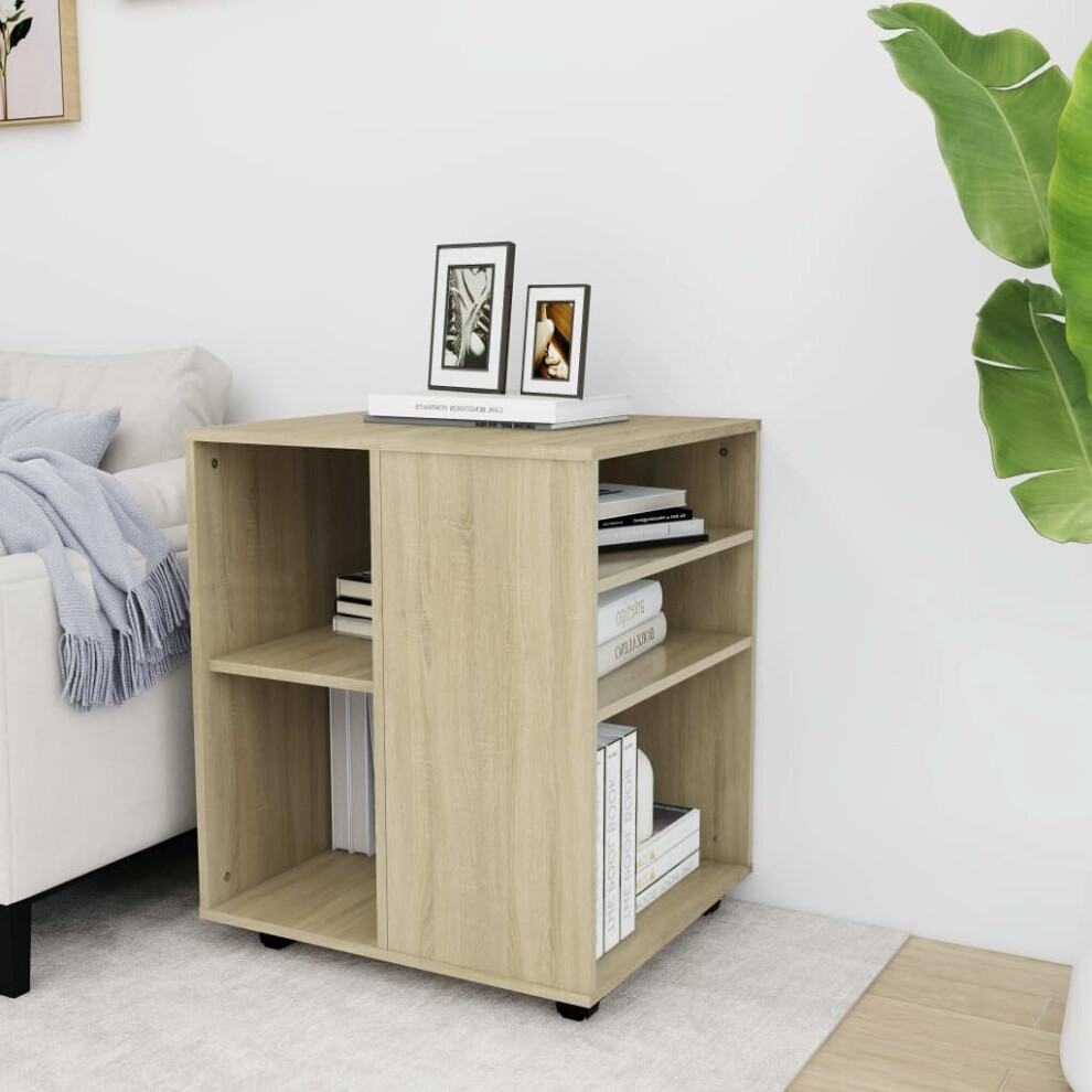 Vidaxl Rolling Cabinet Sonoma Oak 60x53x72 cm Engineered Wood Brown - Mobile Office Storage - Image 2