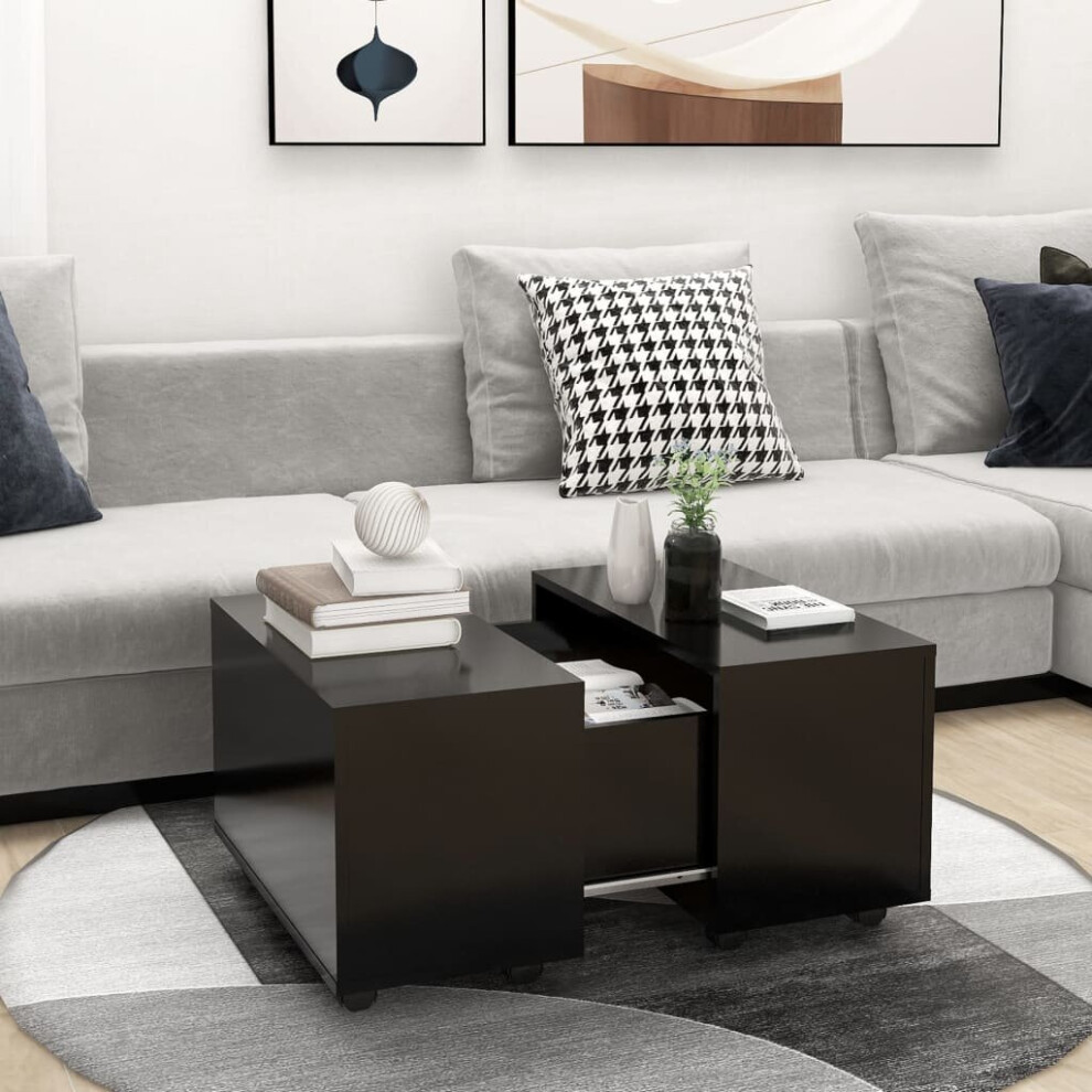 Vidaxl Coffee Table Black Engineered Wood Home Couch Side Center Accent Table