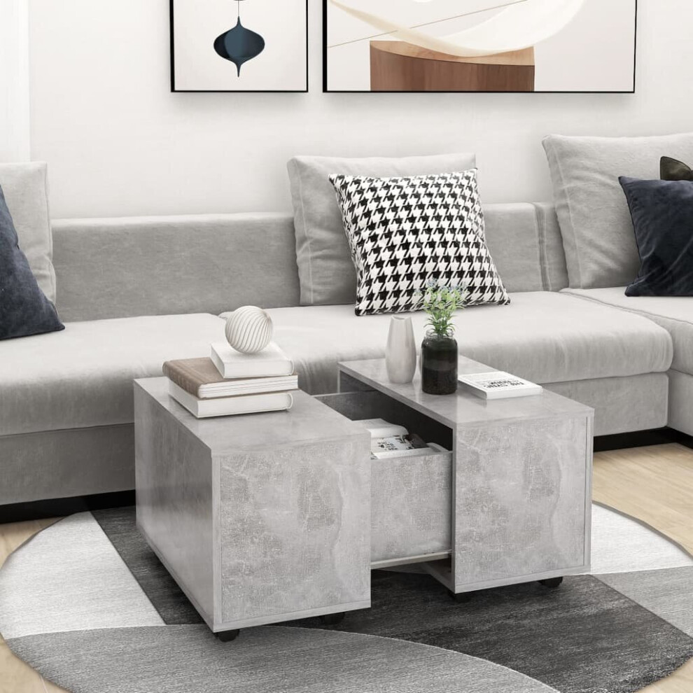 Vidaxl Coffee Table Concrete Grey Engineered Wood Couch Center Accent Table