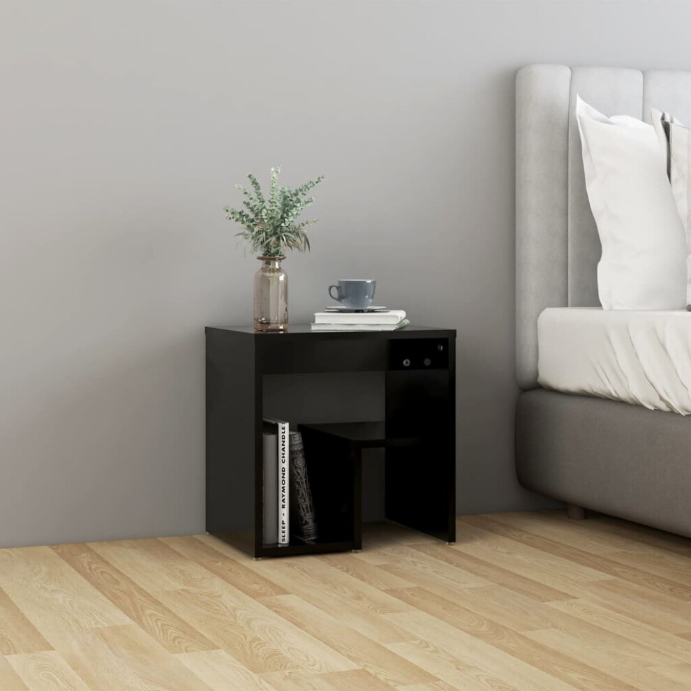 Vidaxl Bed Cabinet Black Engineered Wood Bedside Cabinet Side Table Nightstand