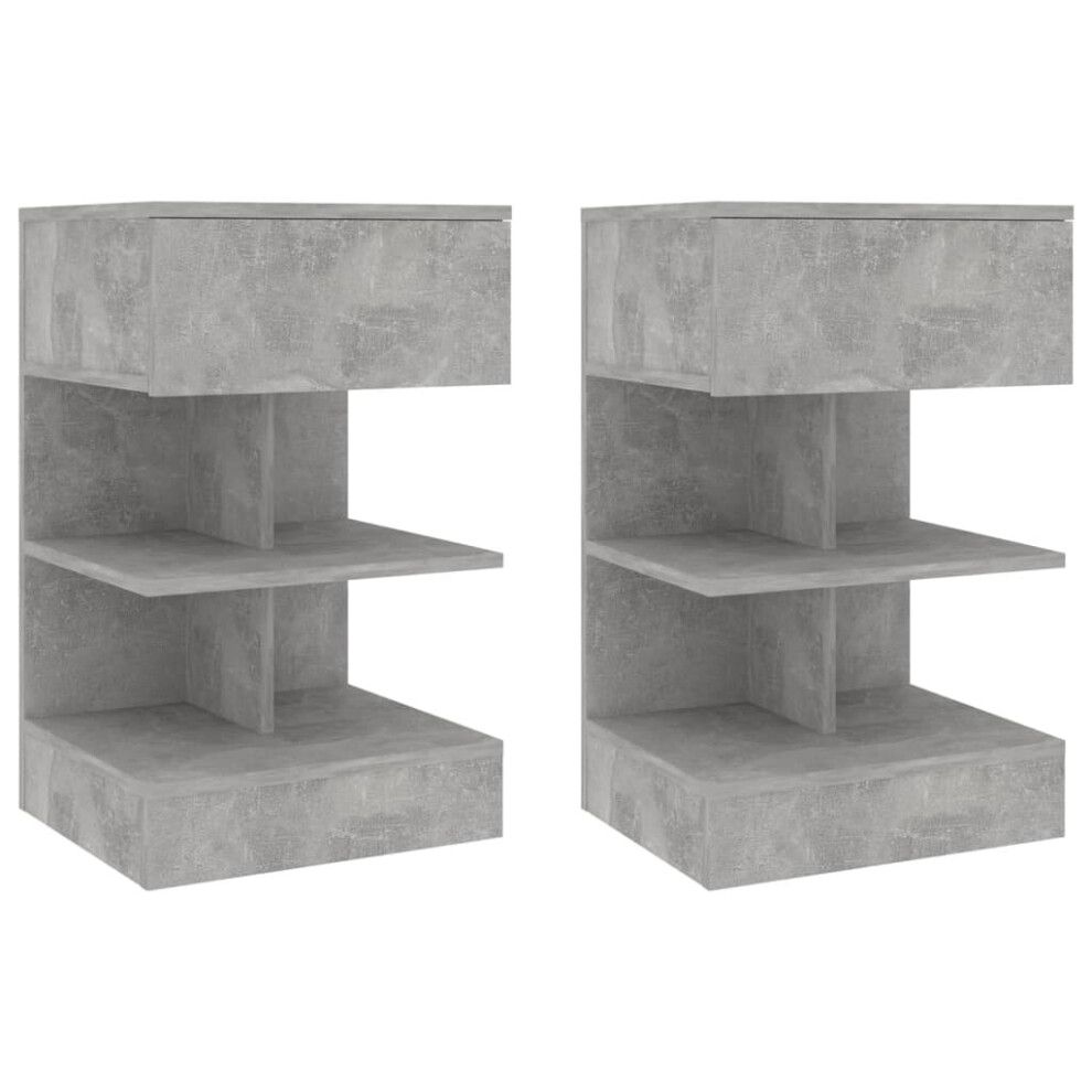 Vidaxl 2X Bedside Cabinets Concrete Grey Side Table Nightstand Storage Cabinet