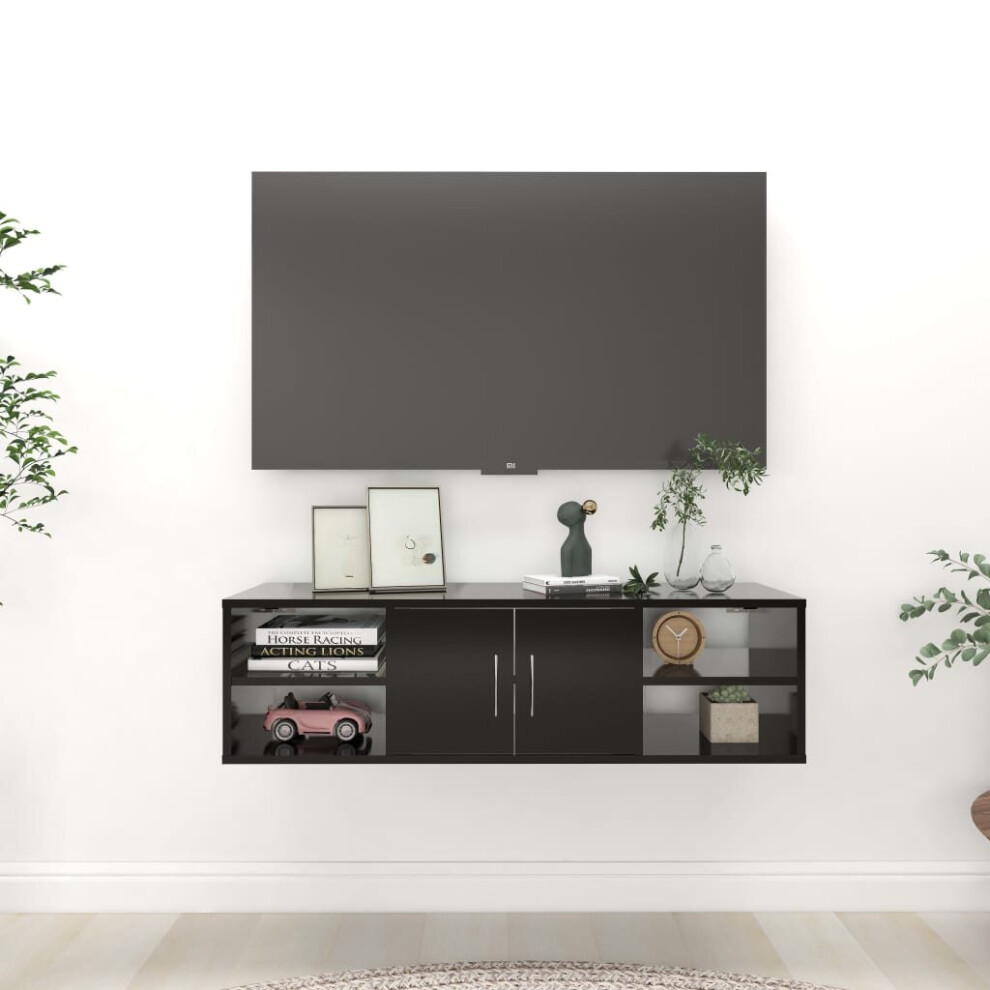 vidaXL Wall Shelf Black Engineered Wood Home Bookcase Furniture Floating Shelf
