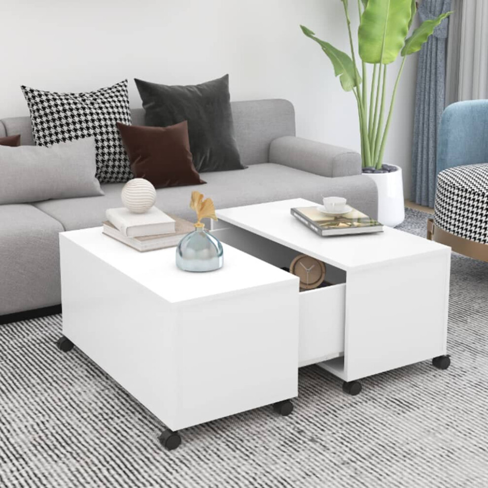 vidaXL Coffee Table White Engineered Wood Home Couch Side Centre Accent Table