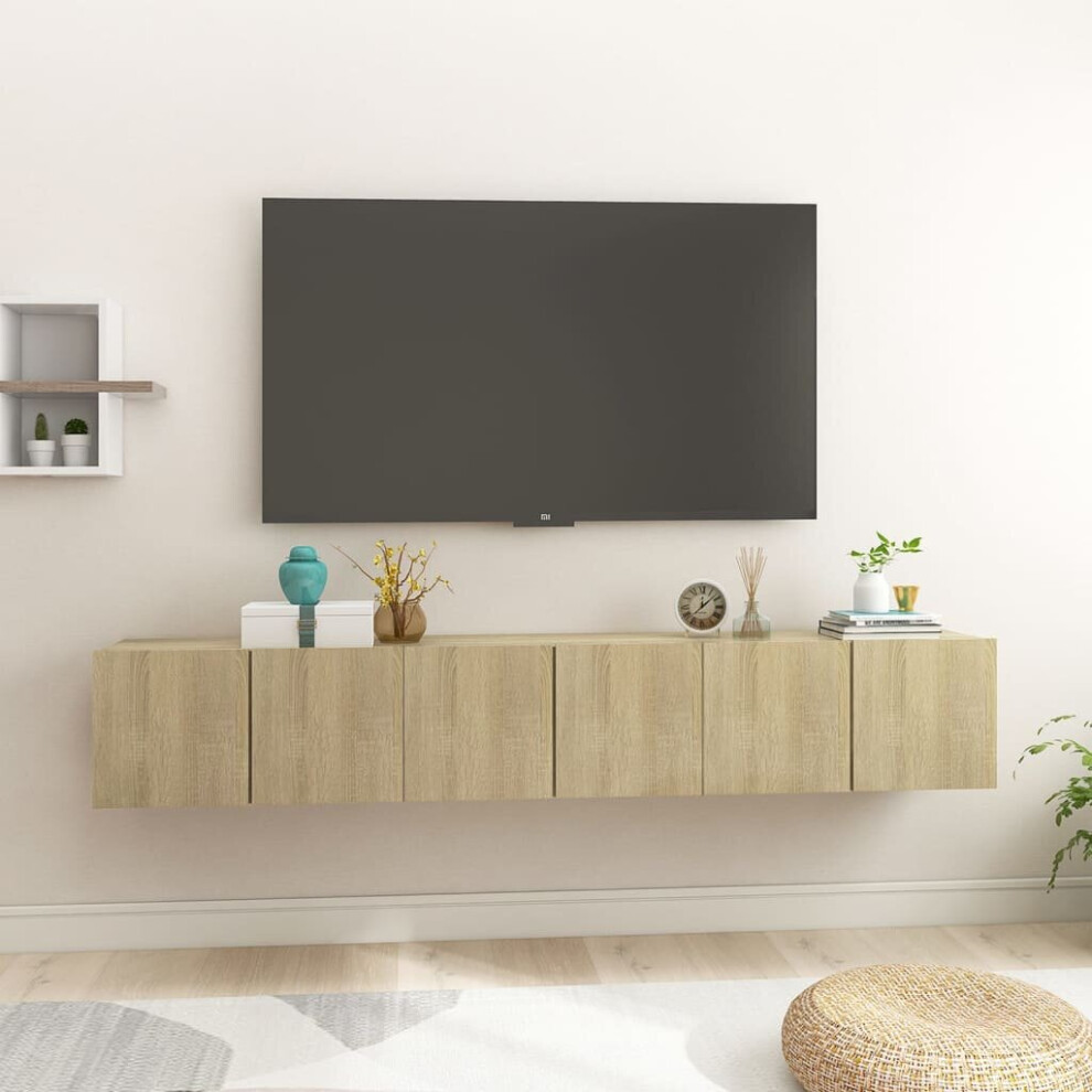 Vidaxl 3X Hanging Tv Cabinets Sonoma Oak Home Entertainment Centre Wall Unit