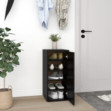 vidaXL Shoe Cabinet Black Engineered Wood Household Shoe Storage Shelf Rack