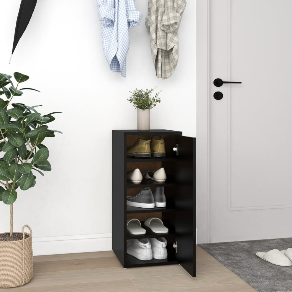Vidaxl Shoe Cabinet Black Engineered Wood Household Shoe Storage Shelf Rack
