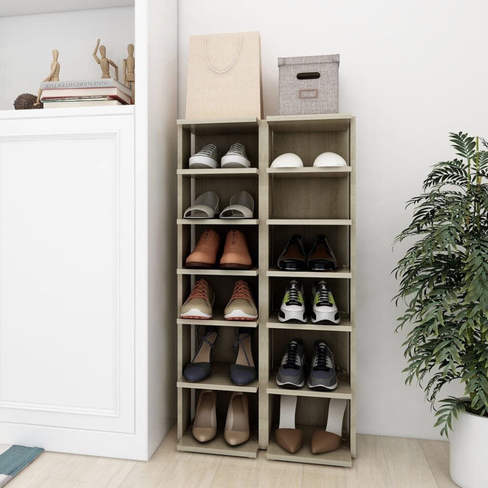 Vidaxl 2X Shoe Cabinets Sonoma Oak Household Shoe Storage Shelf Rack Unit