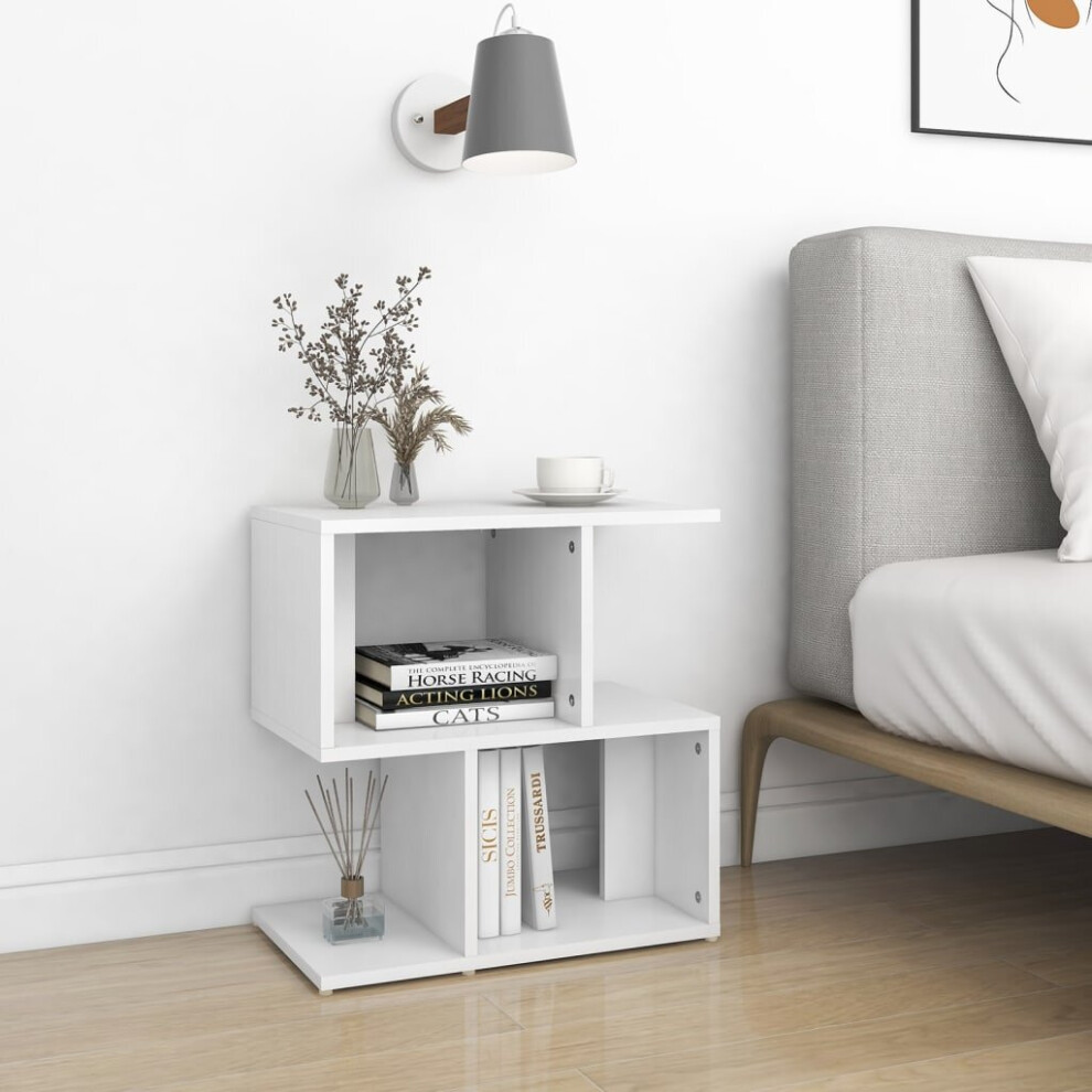 vidaXL Bedside Cabinet White Chipboard Telephone Stand Nightstand Side Table