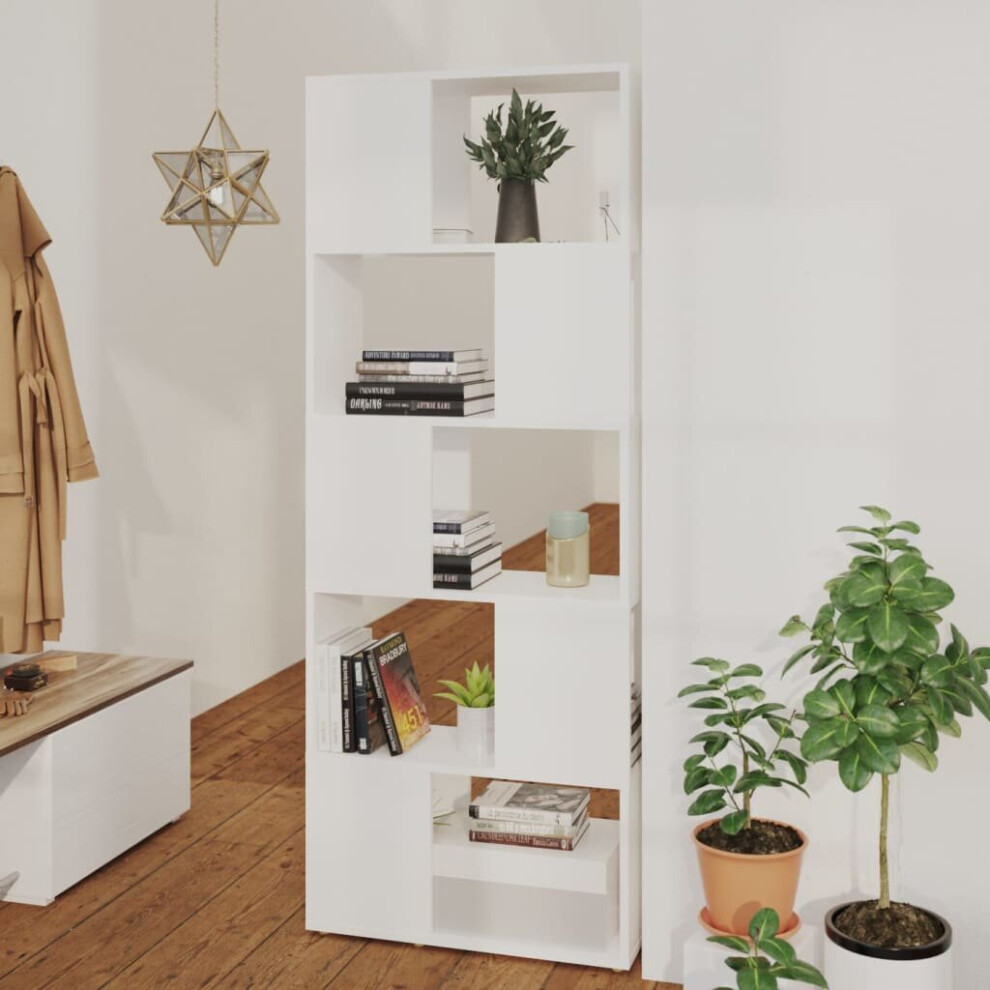 vidaXL Book Cabinet Room Divider White Engineered Wood Bookcase Side Cabinet