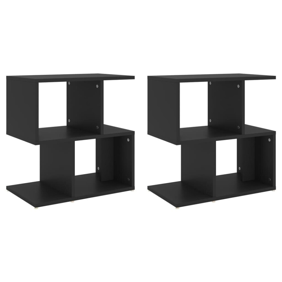 vidaXL 2x Bedside Cabinets Black Chipboard Telephone Stand Nightstand Set