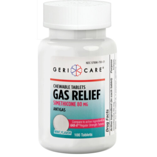 Gas Relief (Simethicone) 80 mg Mint Chewable, 100 Chewable Tablets