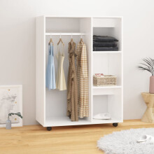 vidaXL Wardrobe White Engineered Wood Storage Cabinet Hanger Clothes Organiser