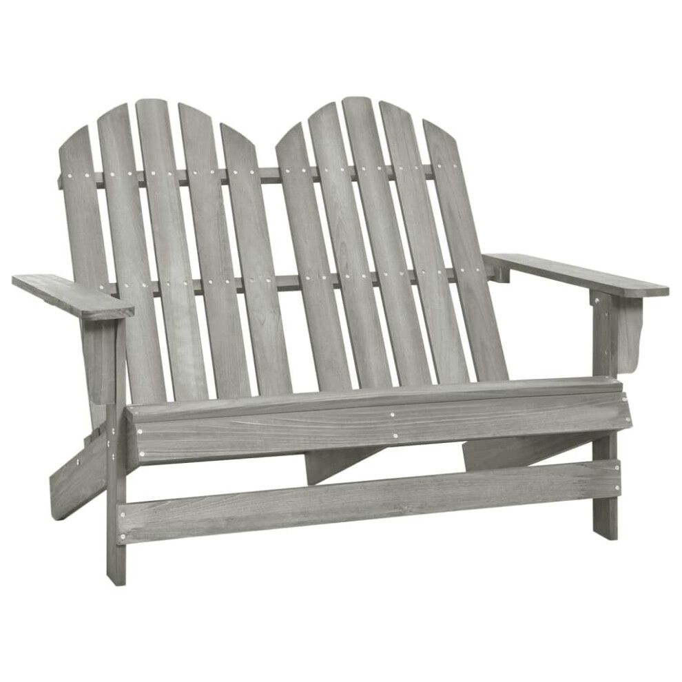 vidaXL Solid Fir Wood 2-Seater Garden Adirondack Chair Grey Wooden Armchair