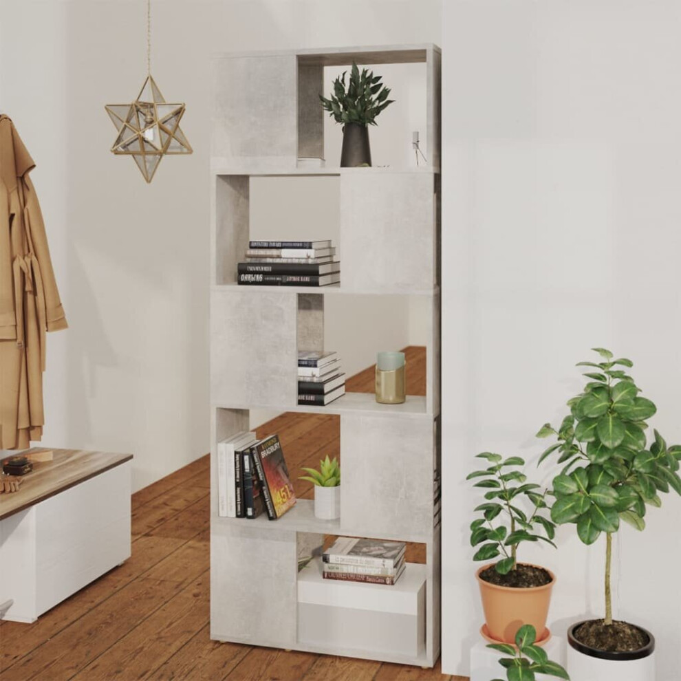 Vidaxl Book Cabinet Room Divider Concrete Home Bookcase Side Cabinet Grey