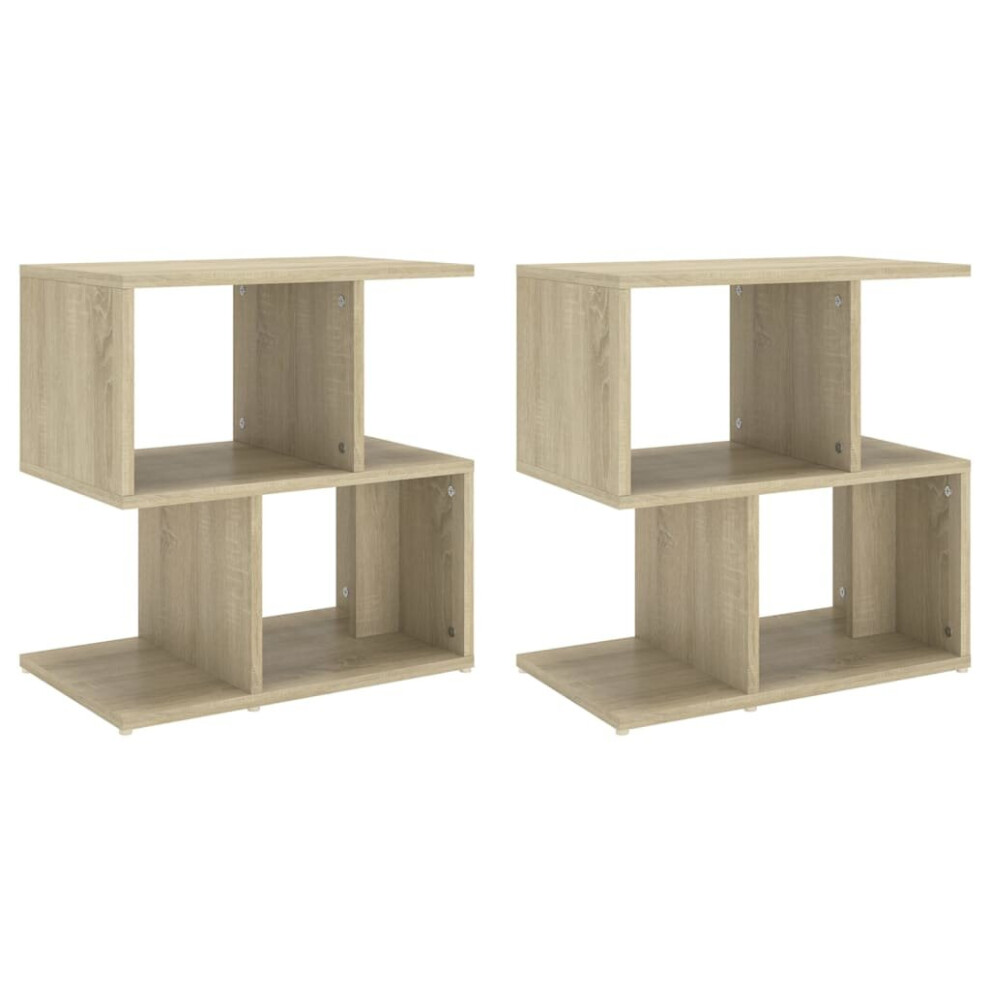 vidaXL 2x Bedside Cabinets Sonoma Oak Engineered Wood Furniture Nightstand