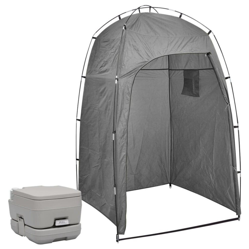 vidaXL Portable Camping Toilet with Tent 10+10 L Privacy Travel Toilet Set