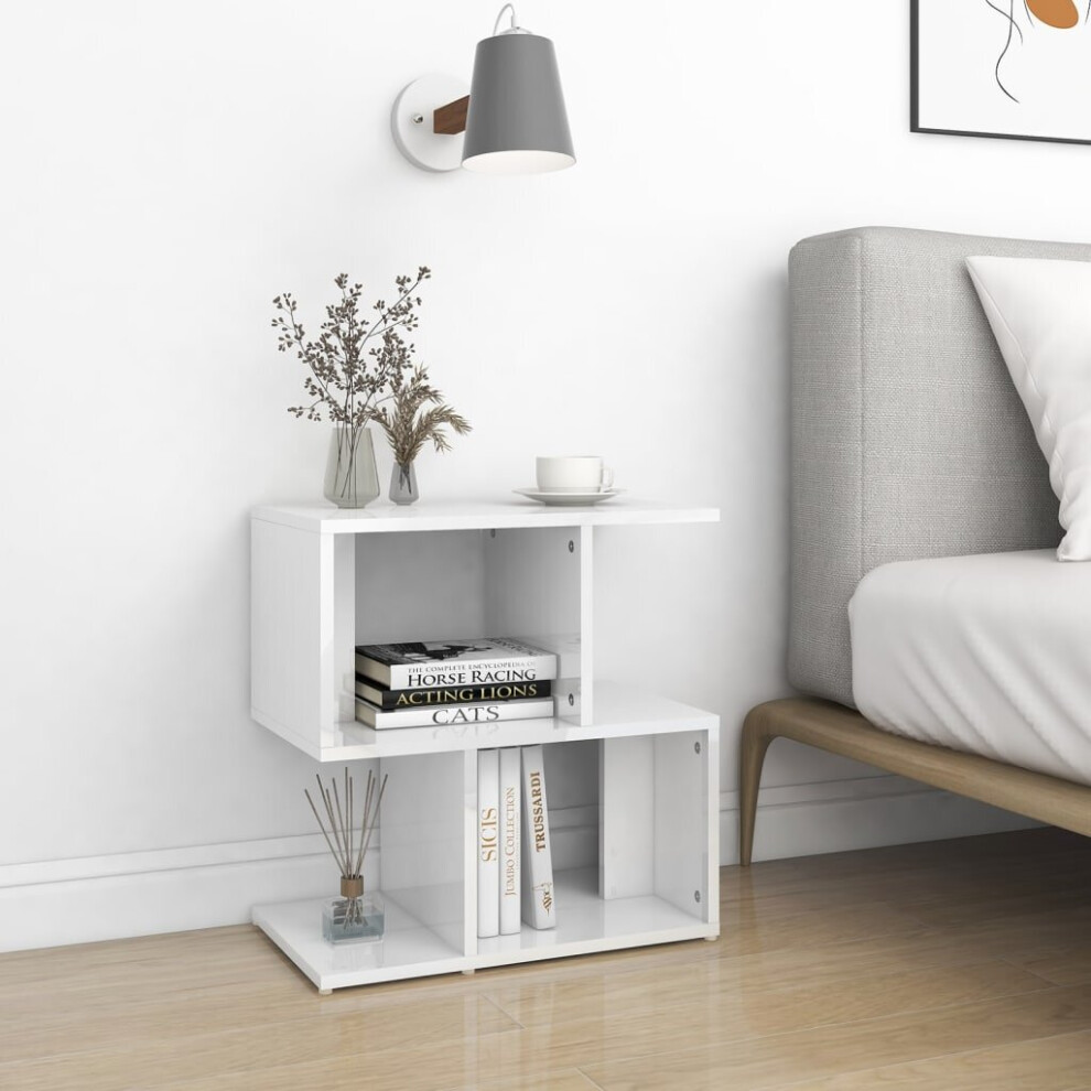 vidaXL Bedside Cabinet High Gloss White Chipboard Telephone Stand Nightstand