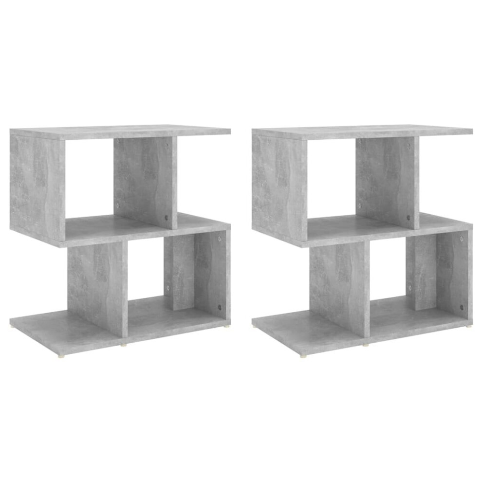 vidaXL 2x Bedside Cabinets Concrete Grey Chipboard Telephone Stand Side Table