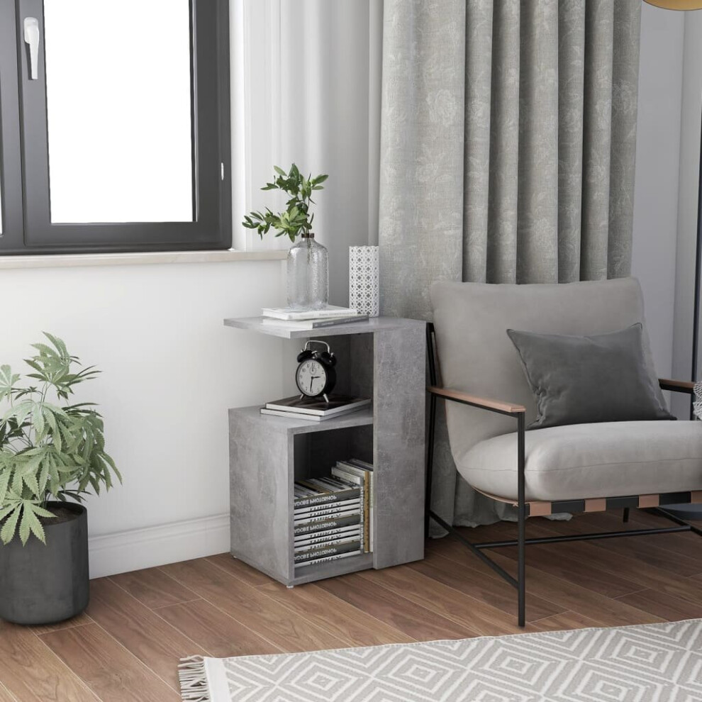vidaXL Side Table Concrete Grey Engineered Wood Coffee End Table Magazine Rack