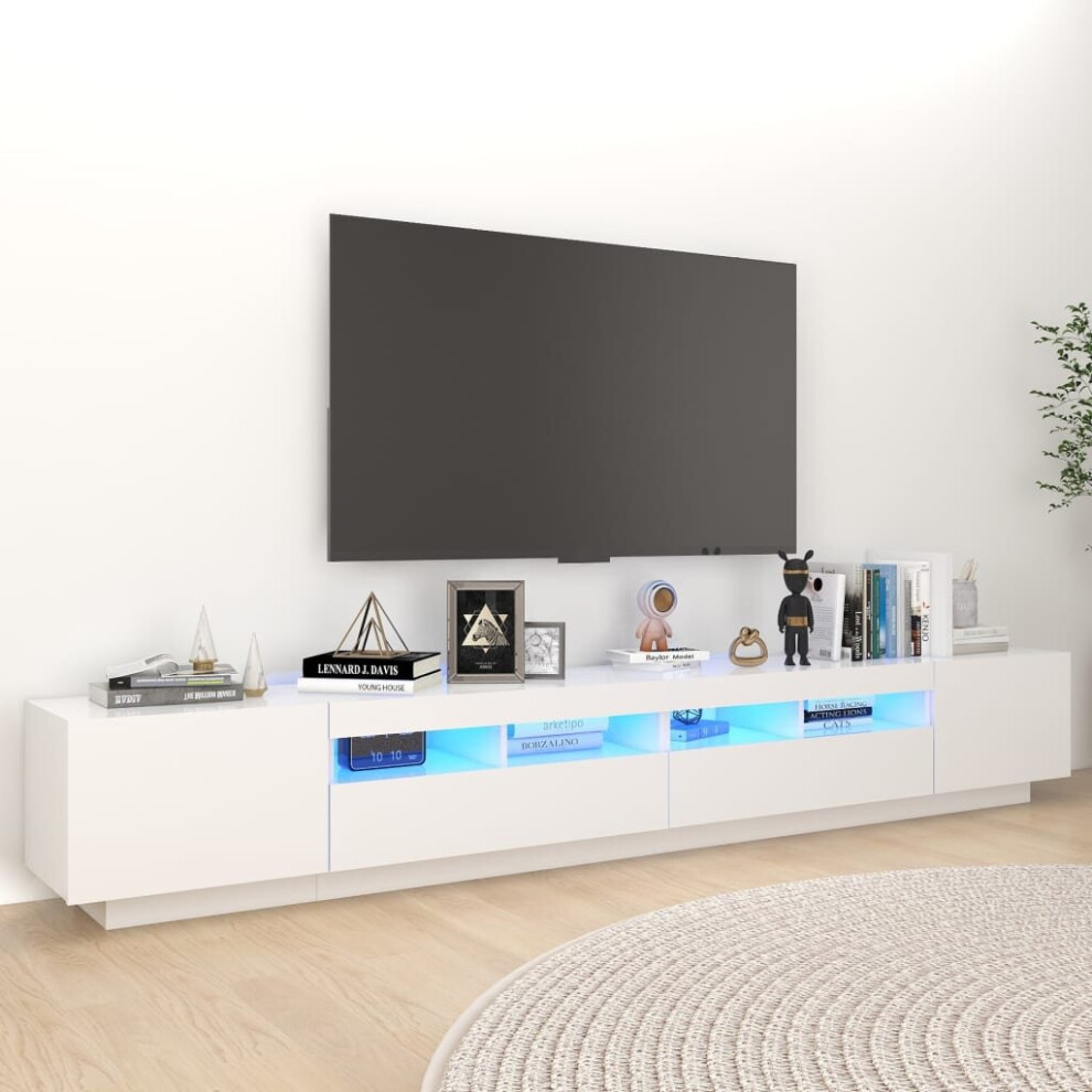 vidaXL TV Cabinet with LED Lights White 260x35x40 cm TV Stand Hifi Cabinet Set