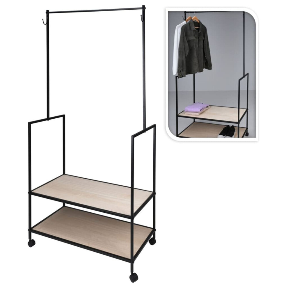 Ambiance Coat Rack with 2 Hooks Metal Black Home Bedroom Garment Coat Rack