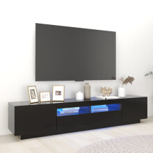 vidaXL TV Cabinet with LED Lights Black Bedroom TV Stand Unit Hifi Cabinet