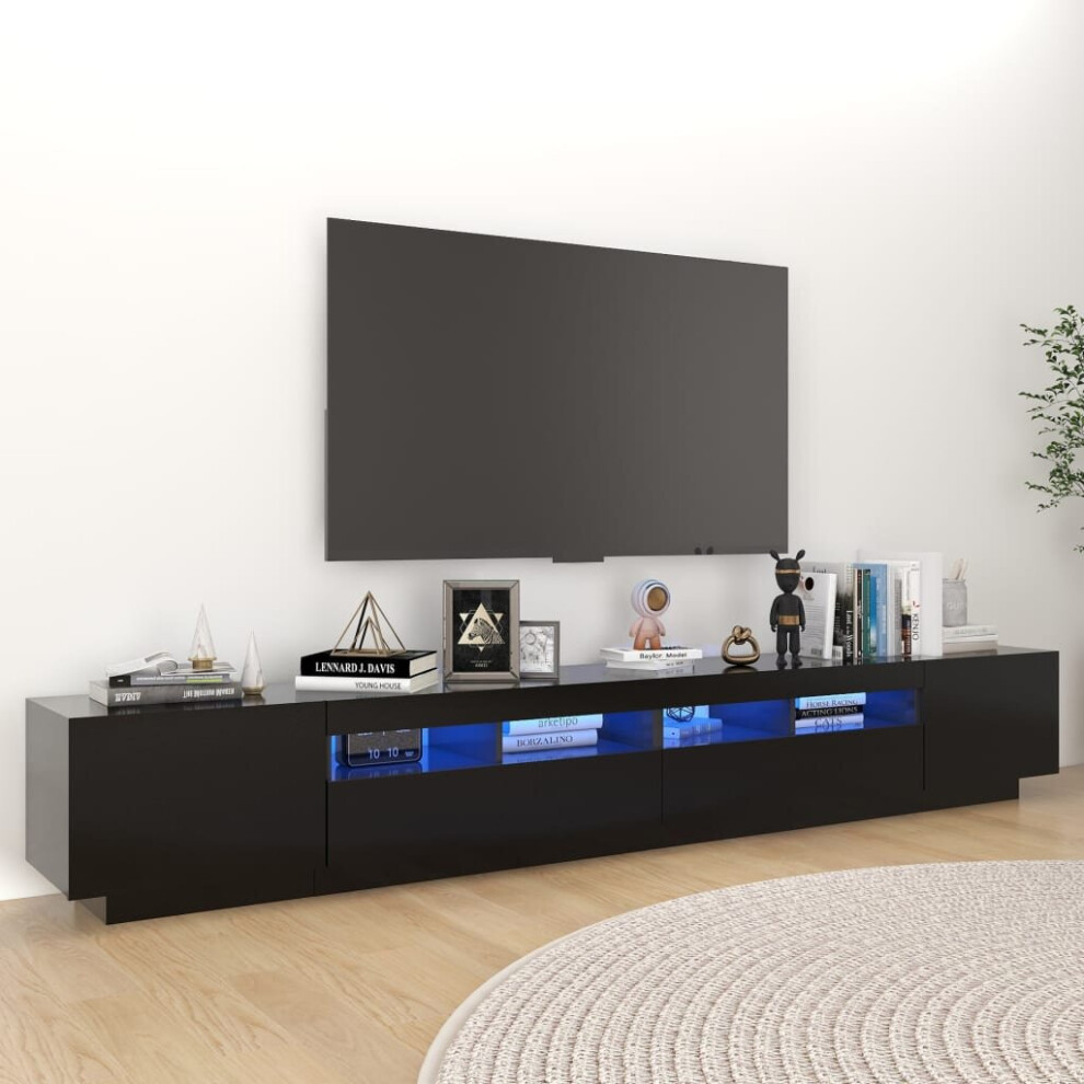 vidaXL TV Cabinet with LED Lights Black 260x35x40 cm TV Stand Hifi Cabinet Set