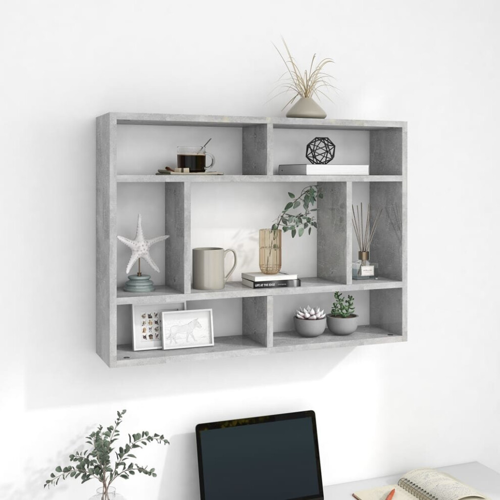 vidaXL Wall Shelf Concrete Grey Chipboard Hanging Wall Display Shelf Cabinet