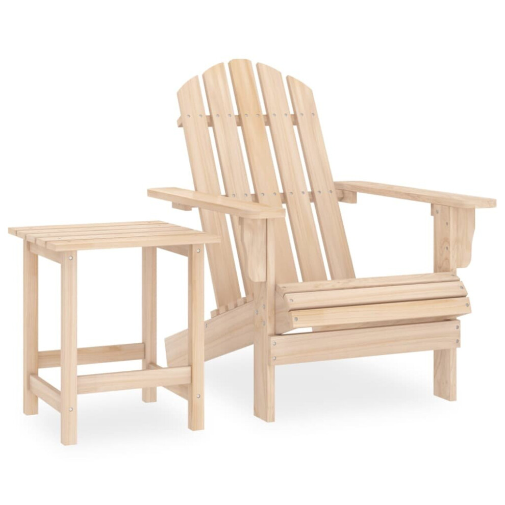 vidaXL Solid Fir Wood Garden Adirondack Chair with Table Outdoor Seating Set