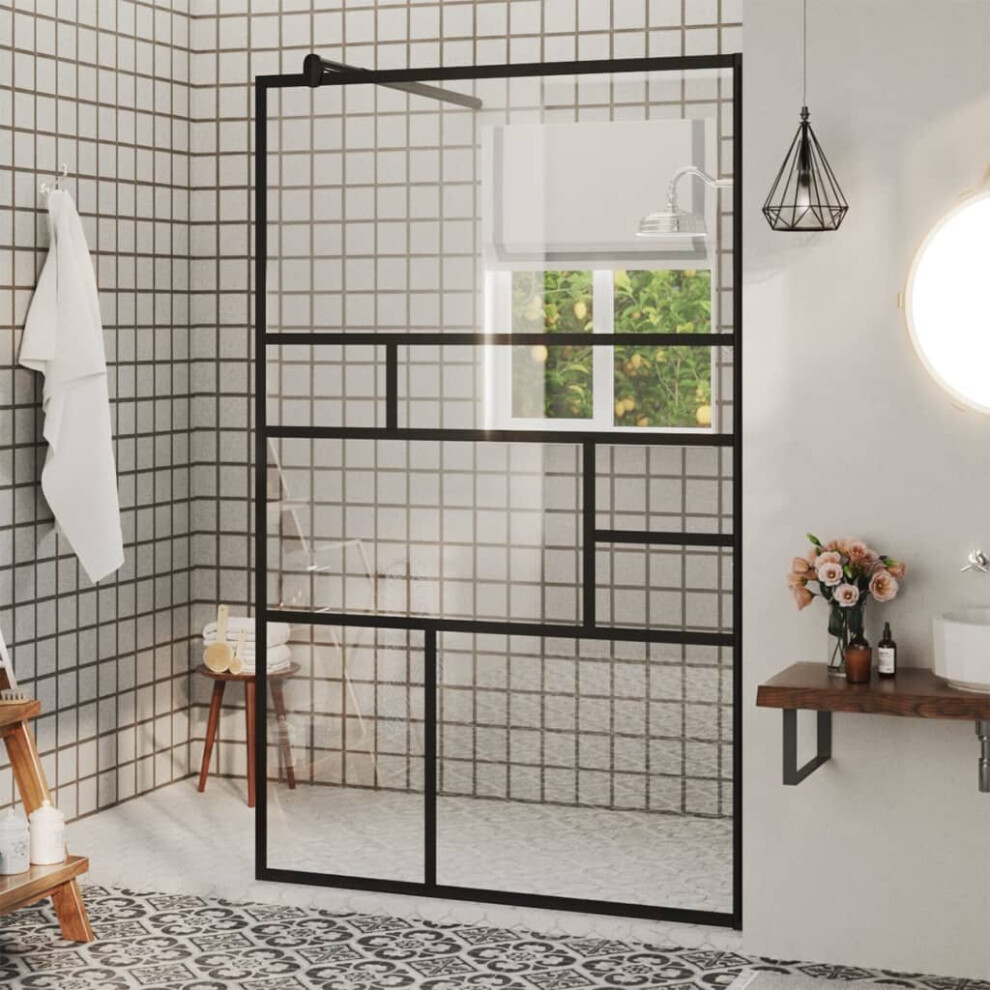 Vidaxl Walk-In Shower Wall With Clear Esg Glass Black Bathroom Shower Screen