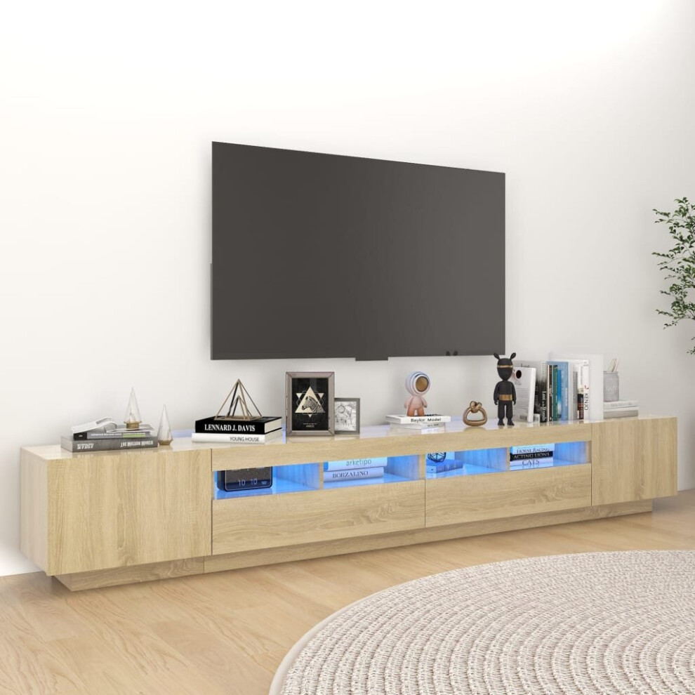 vidaXL TV Cabinet with LED Lights Sonoma Oak 260x35x40 cm TV Stand Hifi Cabinet