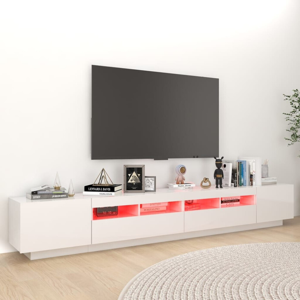 vidaXL TV Cabinet with LED Lights High Gloss White 260x35x40 cm TV