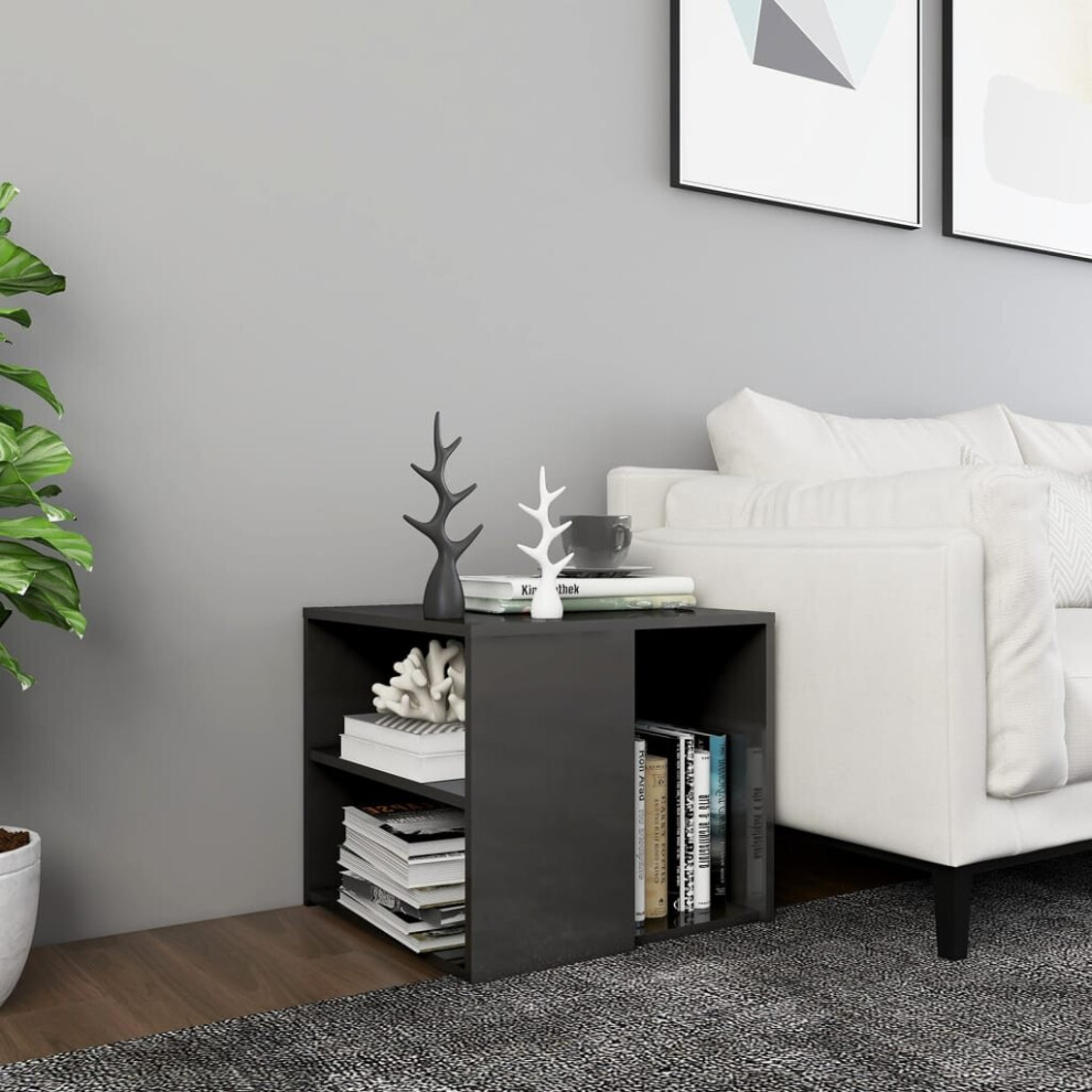 vidaXL Side Table High Gloss Grey Engineered Wood Home Furniture Coffee Table