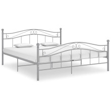 vidaXL Bed Frame Grey Metal 160x200 cm Home Bedroom Furniture Double Bed Base