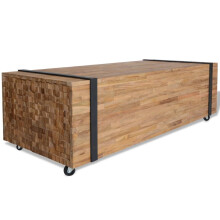 vidaXL Solid Teak Wood Coffee Table Living Room Couch End Sofa Table Unit